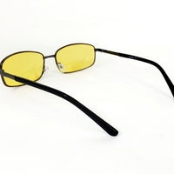 Nordstrom Rectangle Gunmetal Frames Yellow Polarized Lens Sunglasses ES1151 main image 4